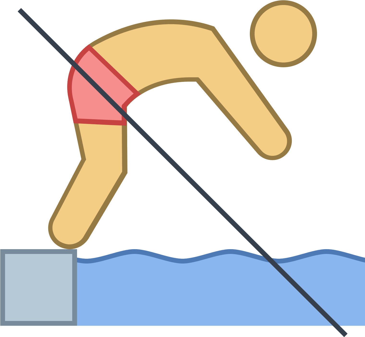 No Diving Icon Free Clipart (1600x1600), Png Download