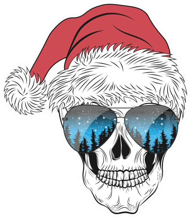 Autocollant Tête De Mort Noël 5 Clipart (613x700), Png Download