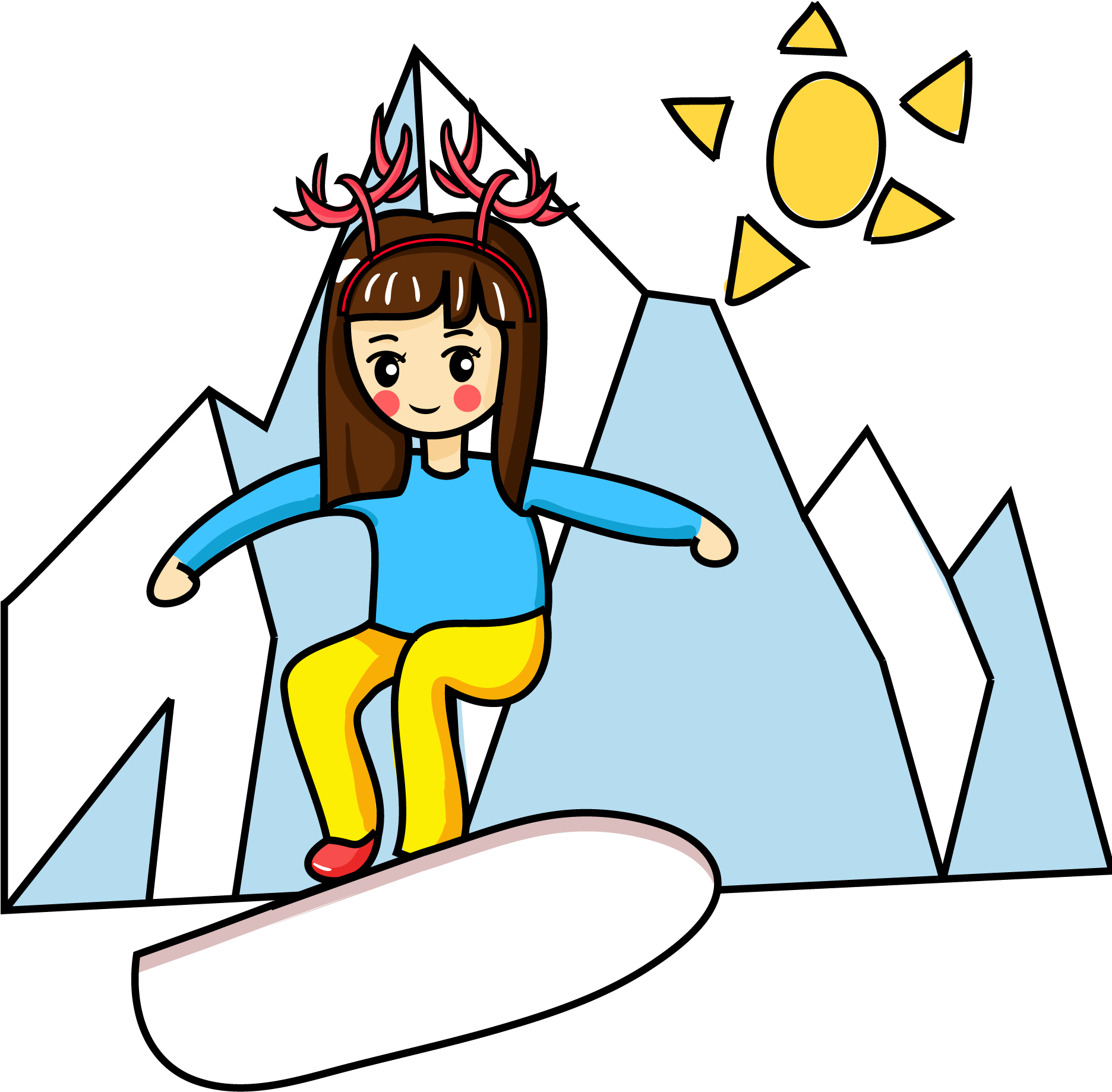 Ski Éléments D'hiver De Dessin Animé Personnage Mignon Clipart (2000x2000), Png Download