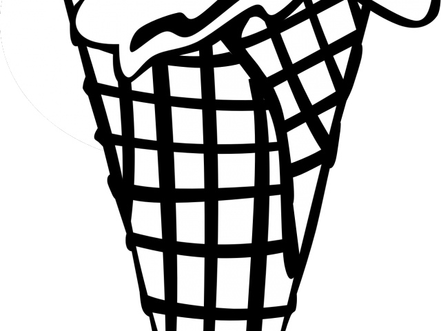 Drawn Waffle Cone Black And White Clipart (640x480), Png Download