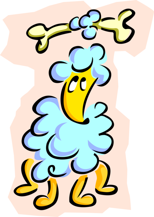 Vector Illustration Of French Poodle Bone With Bone Clipart (499x700), Png Download