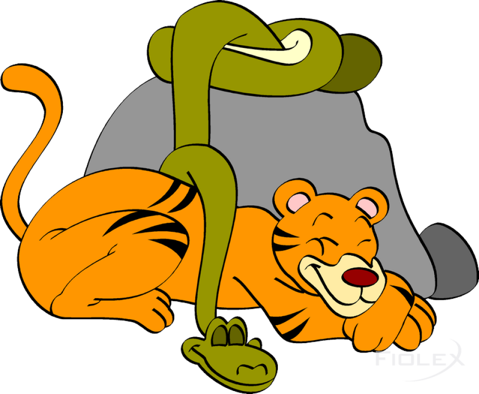 Tiger Mit Schlange Clipart (800x658), Png Download