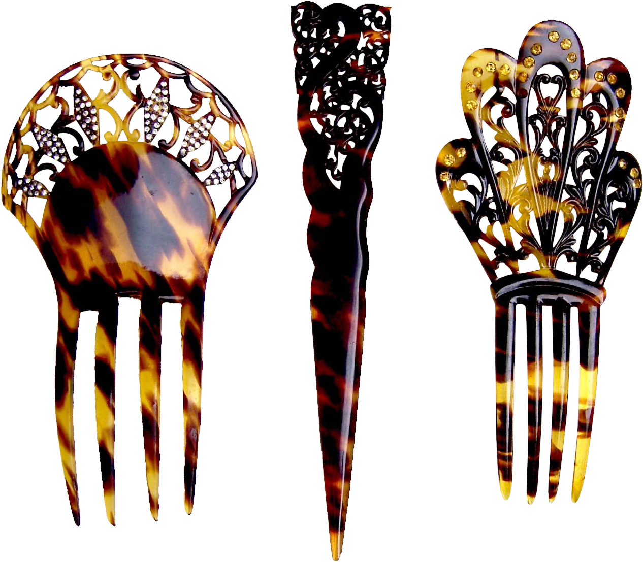 Three Late Victorian Faux Tortoiseshell Hair Combs Clipart (1265x1265), Png Download