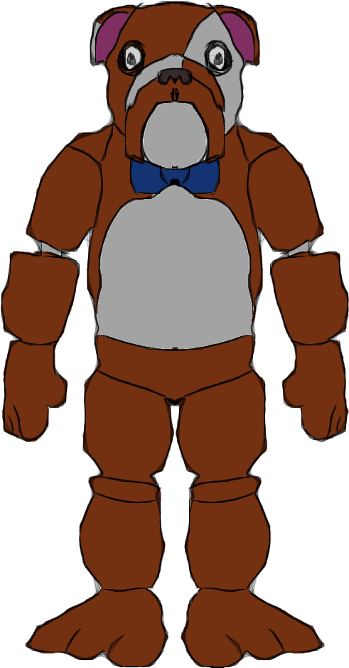 Bulldog Cartoon Muscle Png Graphic Library Library - Fnaf Bulldog Animatronic Clipart (730x1094), Png Download