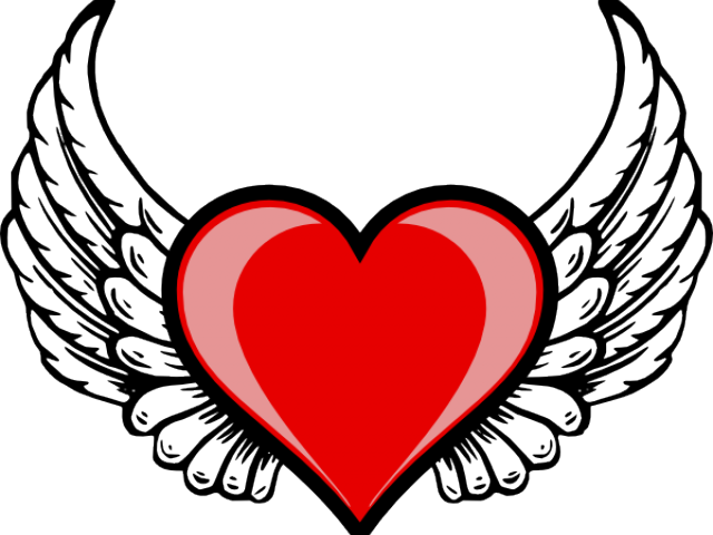 Hearts Clipart Volleyball - Love Heart With Wings - Png Download (640x480), Png Download