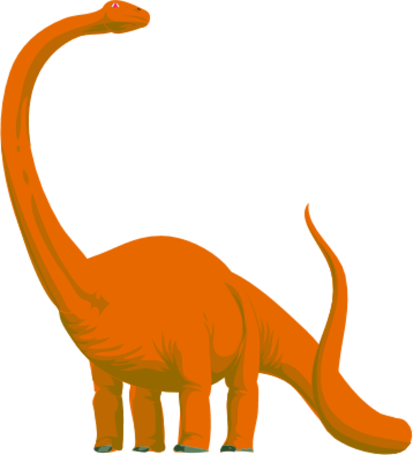 Dinosaur Tail Cliparts - Orange Long Neck Dinosaur - Png Download (600x660), Png Download