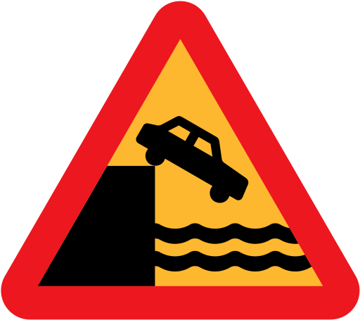 Car Off Cliff Road Sign Clipart (600x533), Png Download