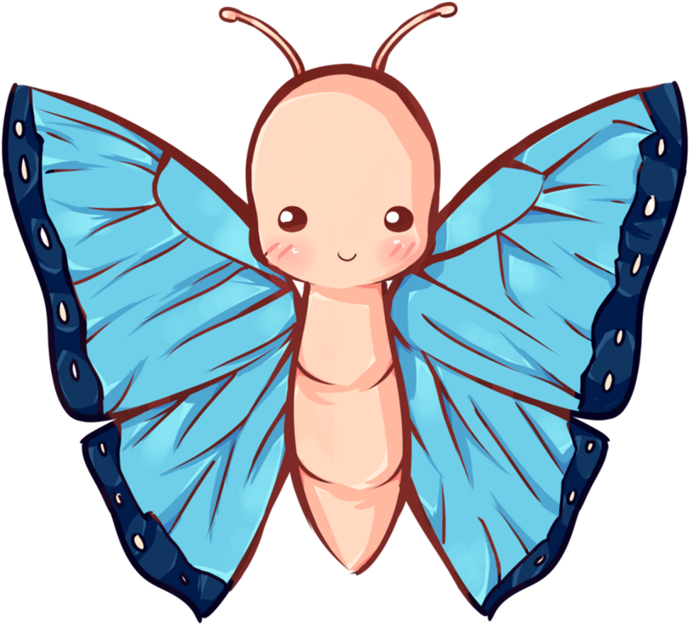 Unicorn Colors Cute Hair - Butterfly Kawaii Clipart (1024x1024), Png Download