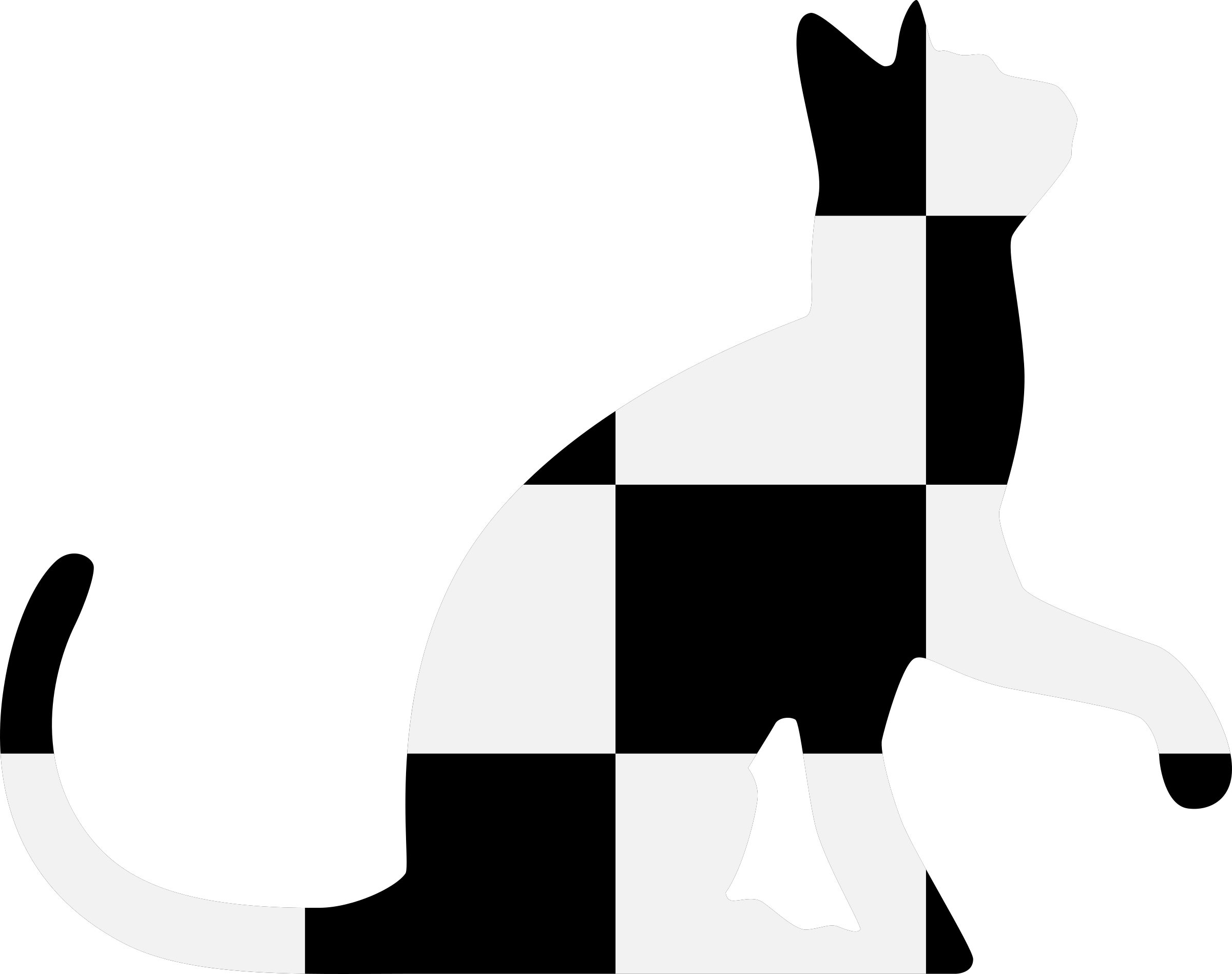 Cat Boston Terrier Kitten Computer Icons - Checkered Cat Clipart (949x750), Png Download