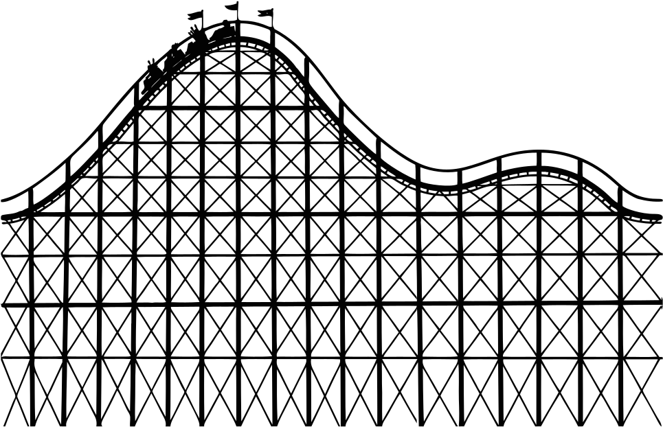 Roller Coaster Line Art - Roller Coaster Clipart - Png Download (1000x643), Png Download