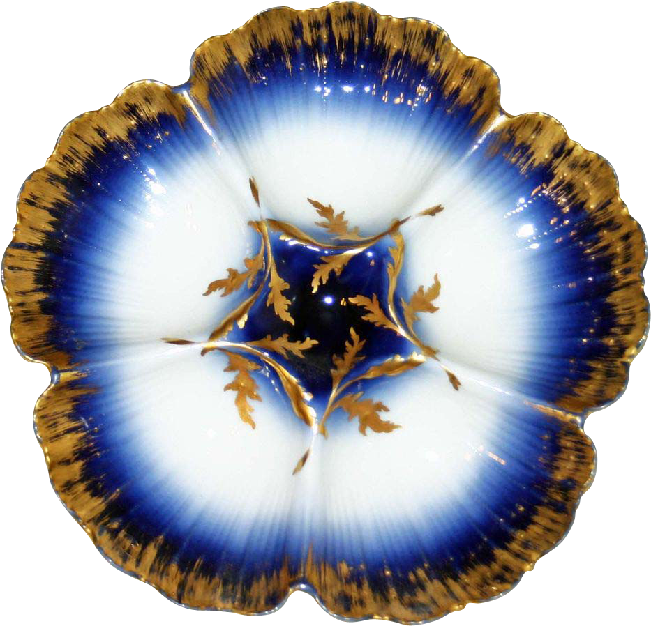 Tressemann & Vogt French Oyster Plate, Cobalt And Gilt Clipart (932x932), Png Download