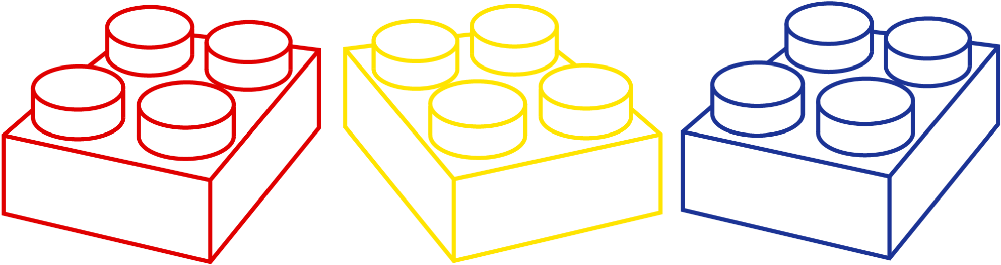 Coloured Lego Bricks Clipart (2000x530), Png Download