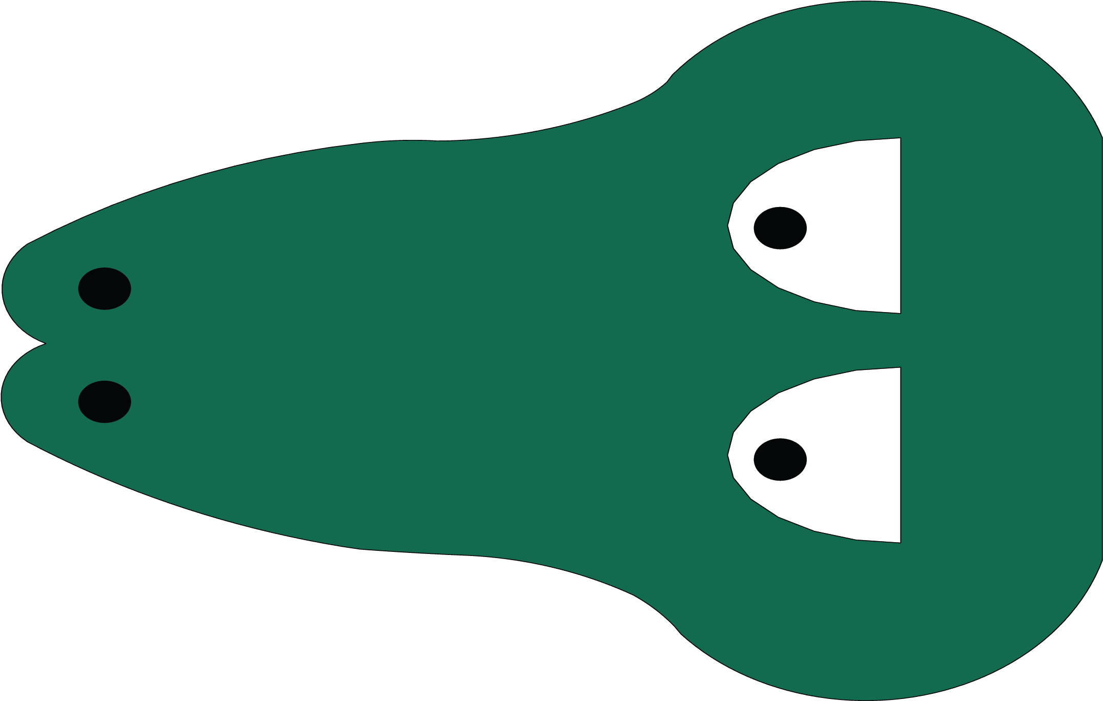 2d Head Of Crocodile Clipart (3000x1373), Png Download