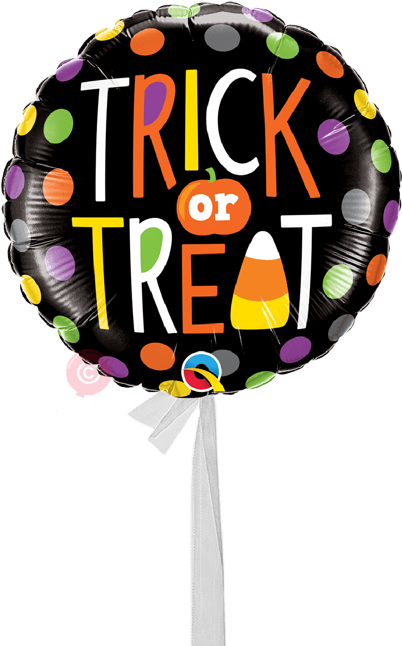 Trick Or Treat Dots-single Balloons Clipart (1017x1297), Png Download