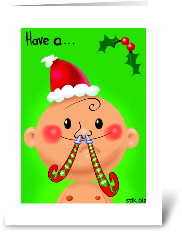 Merry Fat Kid Christmas Greeting Card Clipart (700x792), Png Download