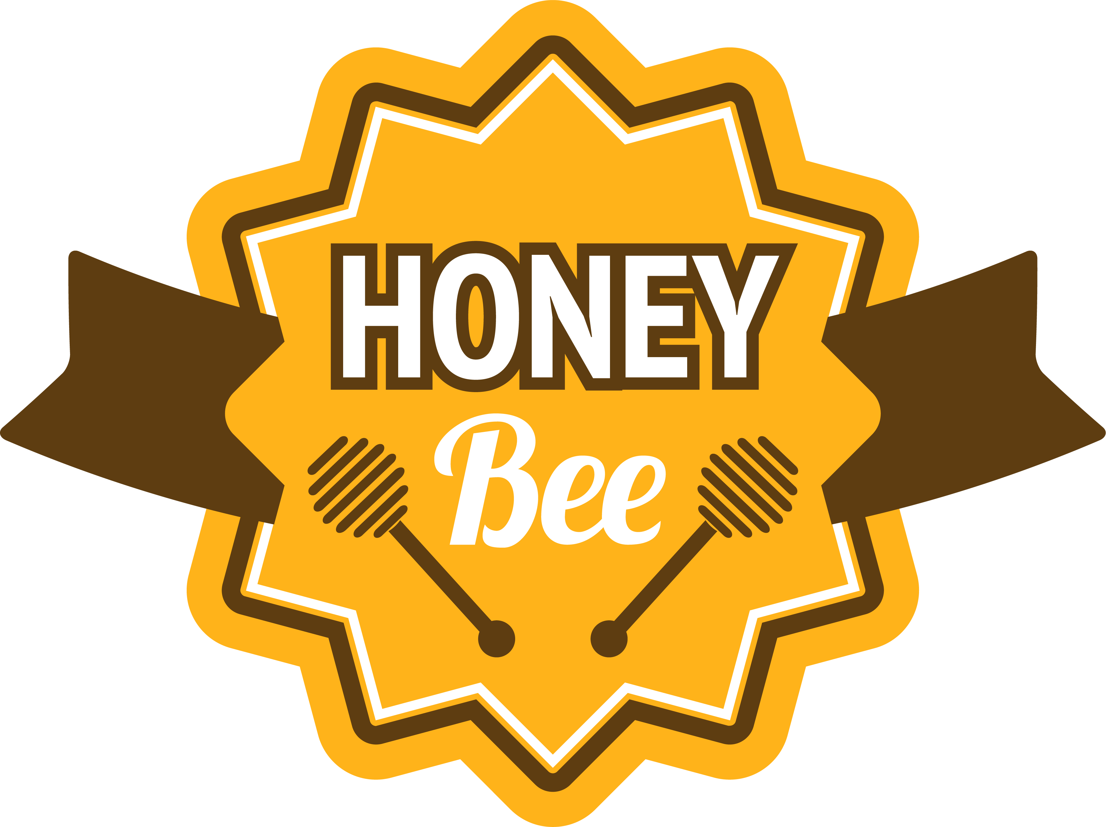Bee Label Logo Golden Clipart (3697x2765), Png Download