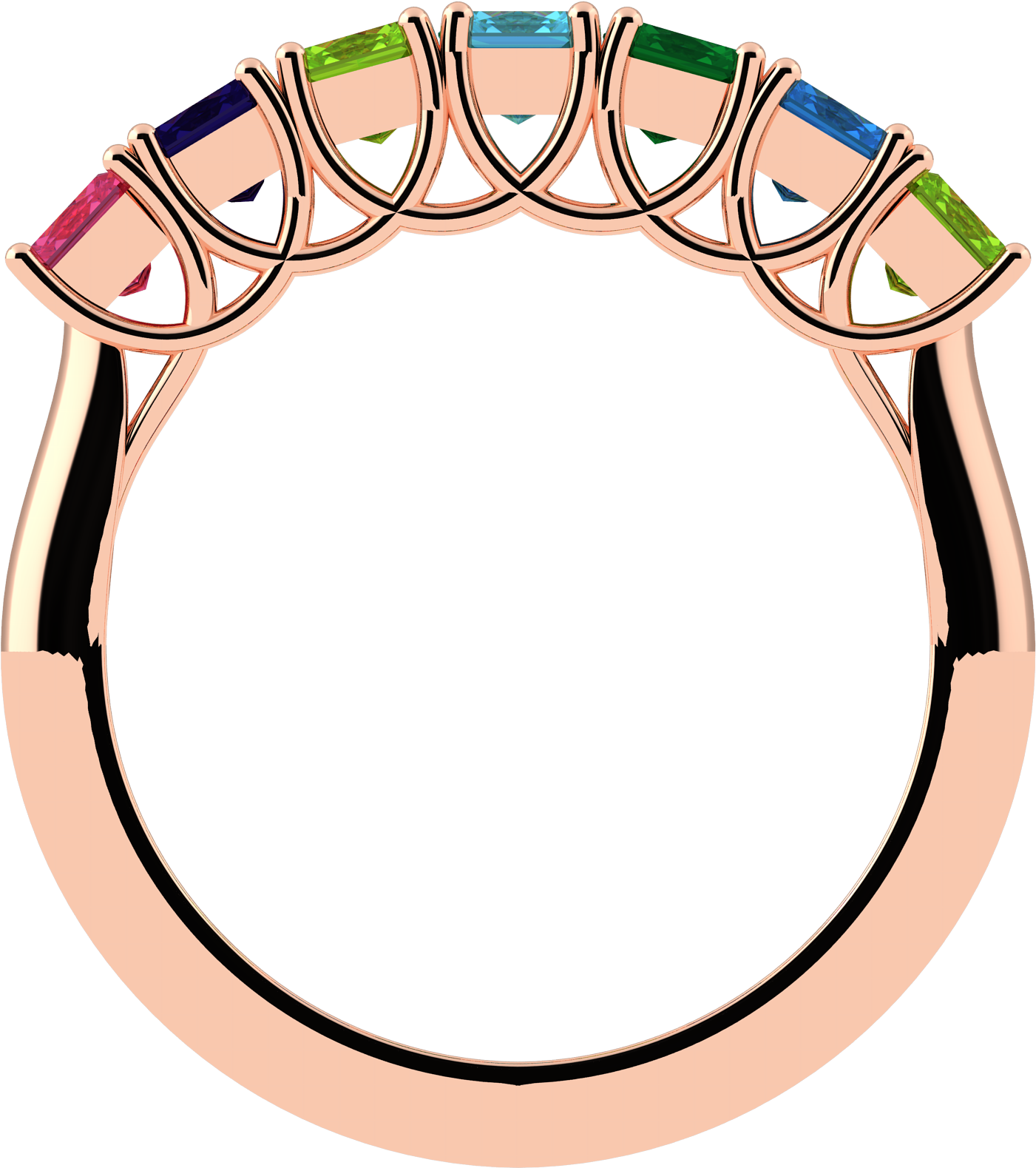 Nana Asscher Cut Lucita Style 1 To 7 Birthstones Clipart (2000x2000), Png Download