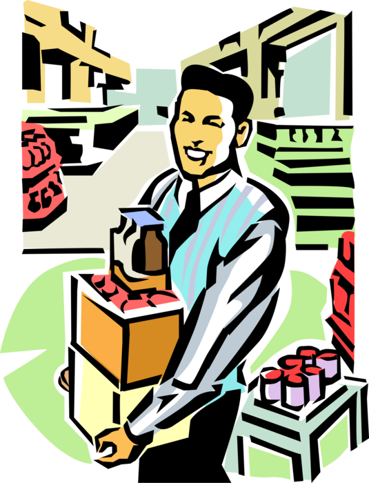 Vector Illustration Of Supermarket Grocery Store Stockroom Clipart (535x700), Png Download