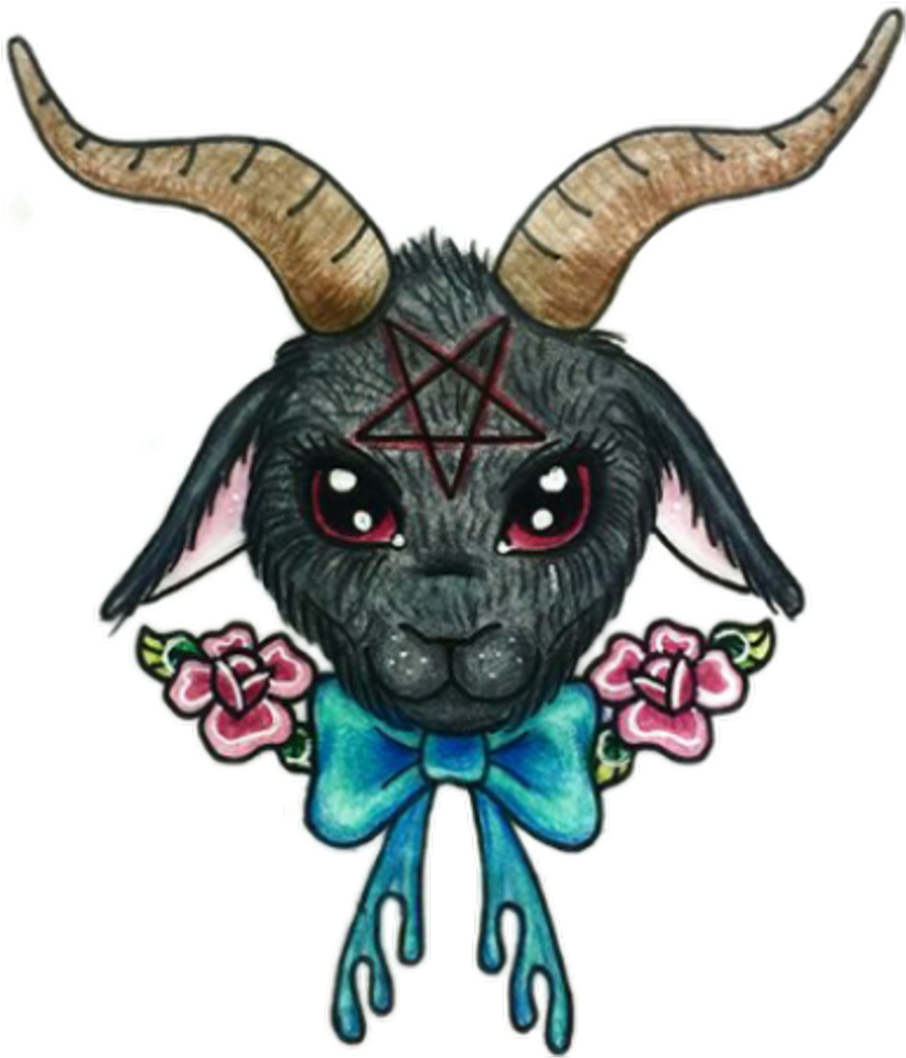 Goat Goathead Blackgoat Ziege Tattoo Tattoos Ziegenbock Clipart (1024x1024), Png Download