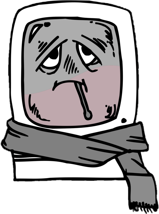 Computer With A Virus Wearing A Scarf Clipart (758x750), Png Download
