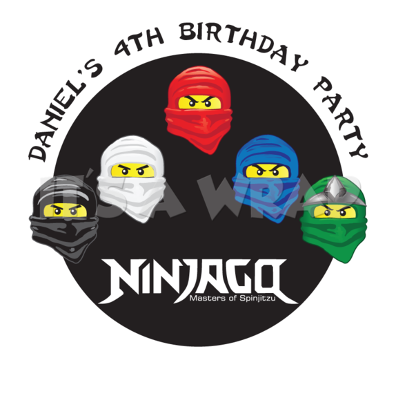 Ninjago Lego Party Box Stickers Clipart (580x580), Png Download