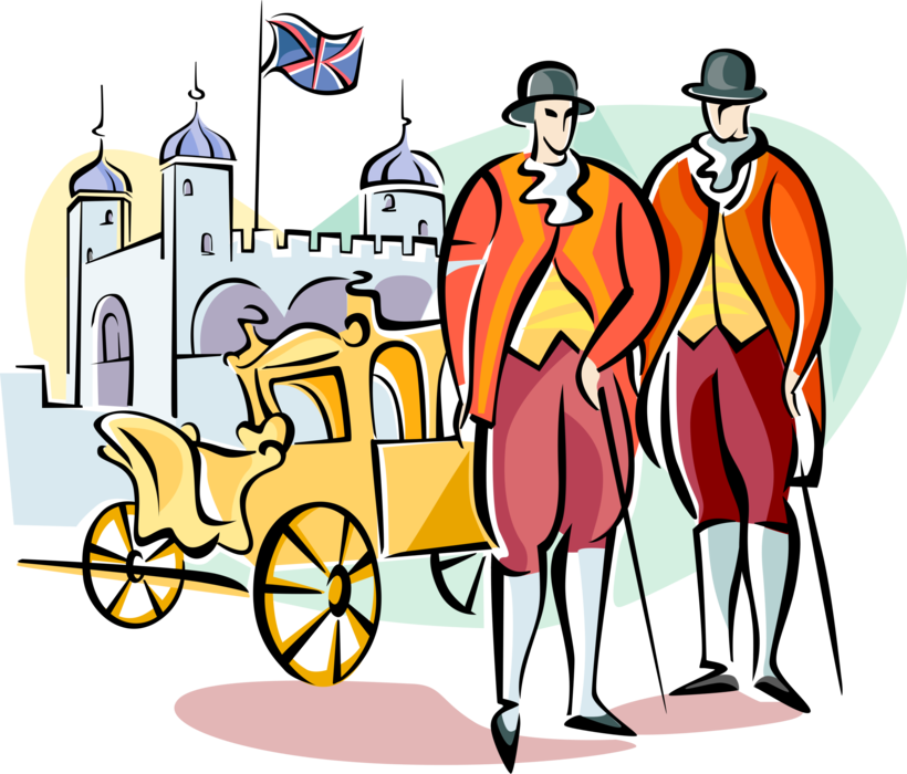 Vector Illustration Of Englishmen Royals In Traditional Clipart (820x700), Png Download