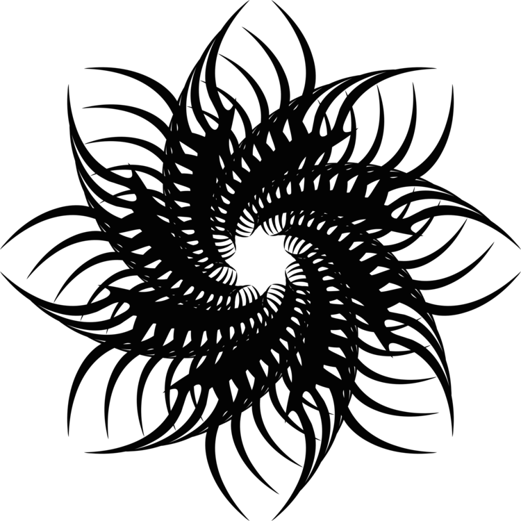 Flower Black And White Floral Design Petal Tattoo Clipart (750x750), Png Download