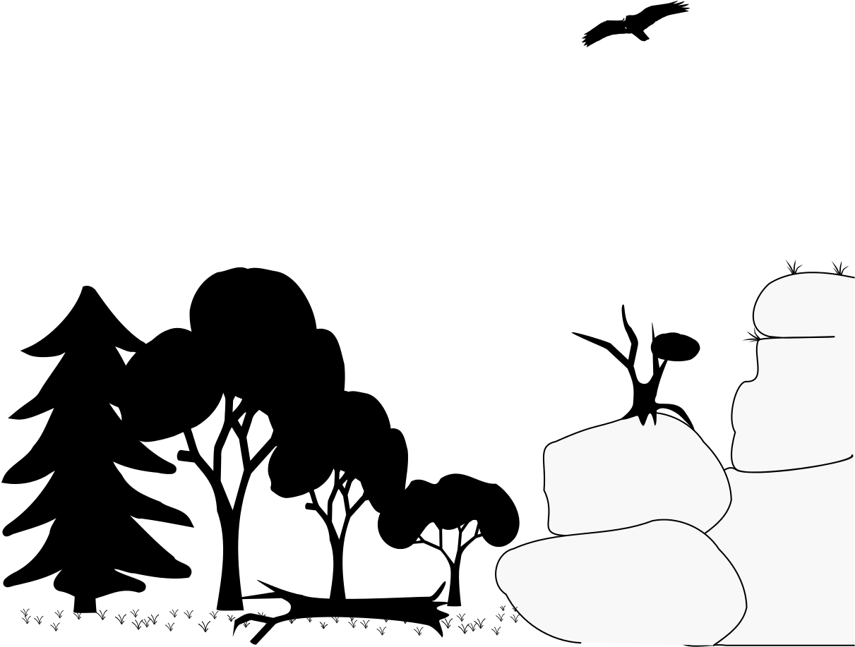 Rocks With Forest Pictogram Clipart (1229x1024), Png Download