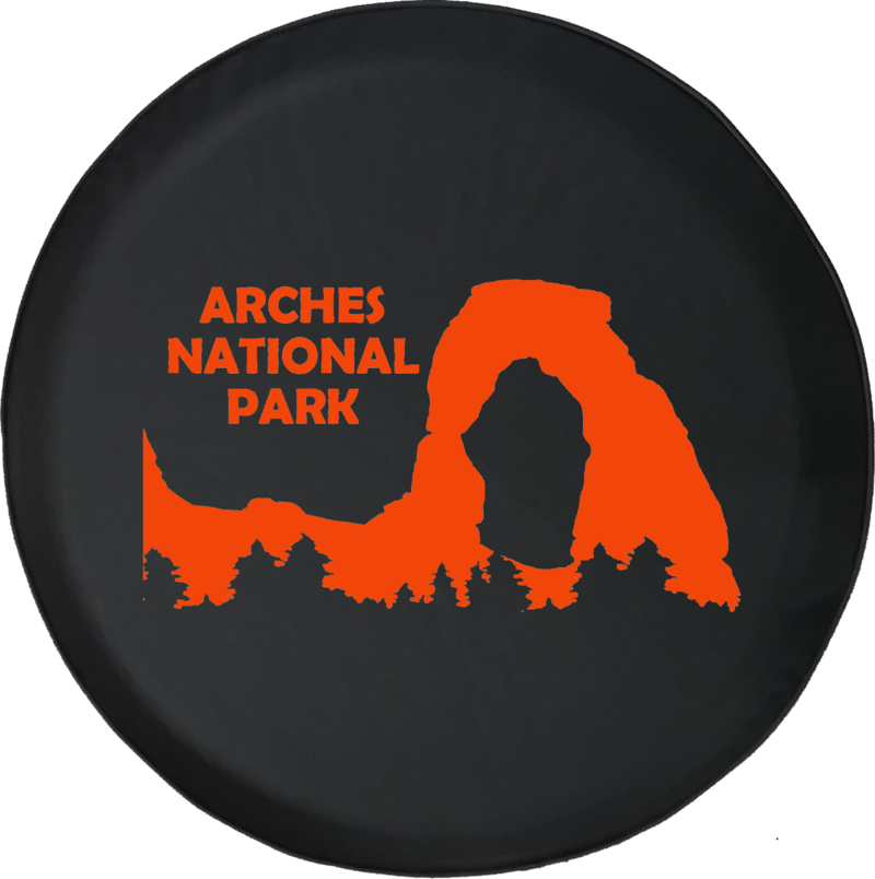 Jeep Wrangler Tire Cover With Arches National Park Clipart (800x804), Png Download