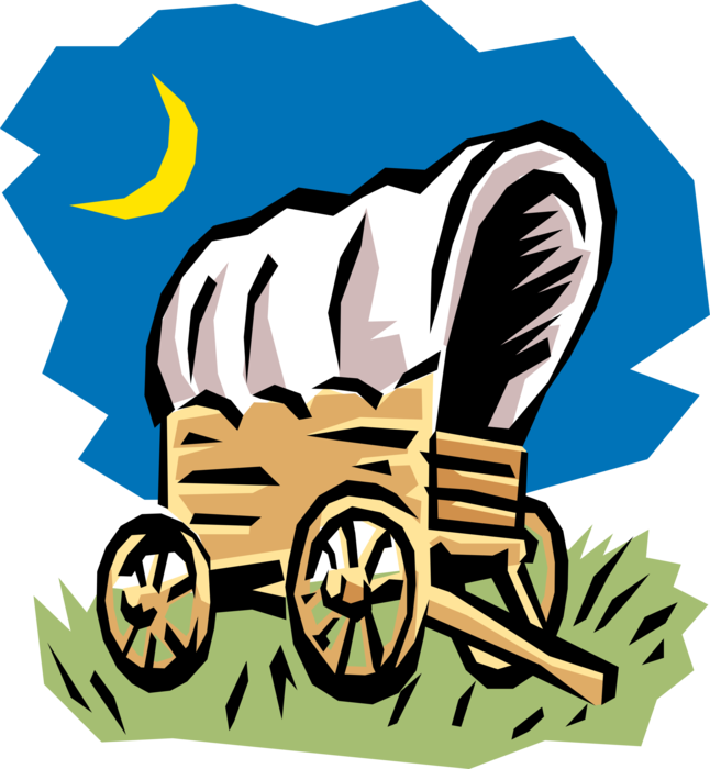 Vector Illustration Of Old West Covered Wagon Transport Clipart (646x700), Png Download