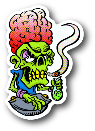 Stoned Alien Brain Sticker Clipart (600x600), Png Download