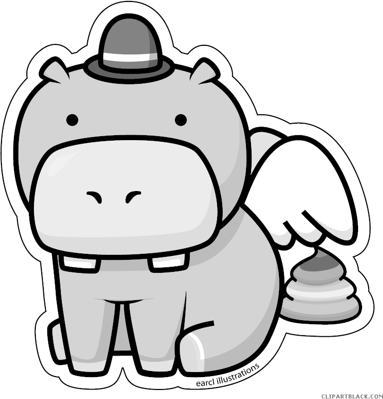 Hippo Animal Free Black White Clipart Images Clipartblack - Png Download (818x824), Png Download