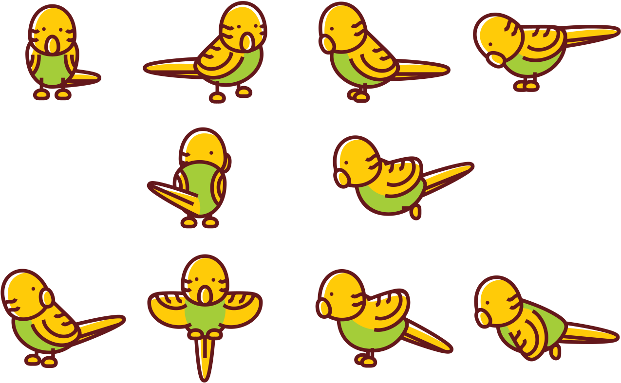 Budgie Cartoon Vectors Clipart (1400x980), Png Download
