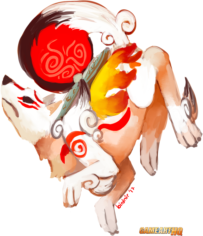 Amaterasu From Okami Drawn For The Game Art Hq Video Clipart (725x837), Png Download