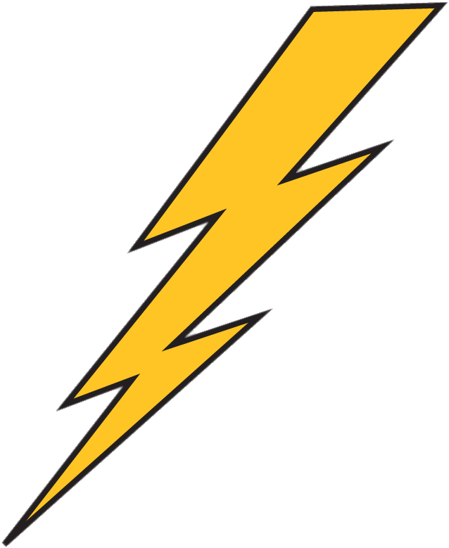 Download Lightning Bolt Yellow With Black Outline Transparent Clipart (641x837), Png Download