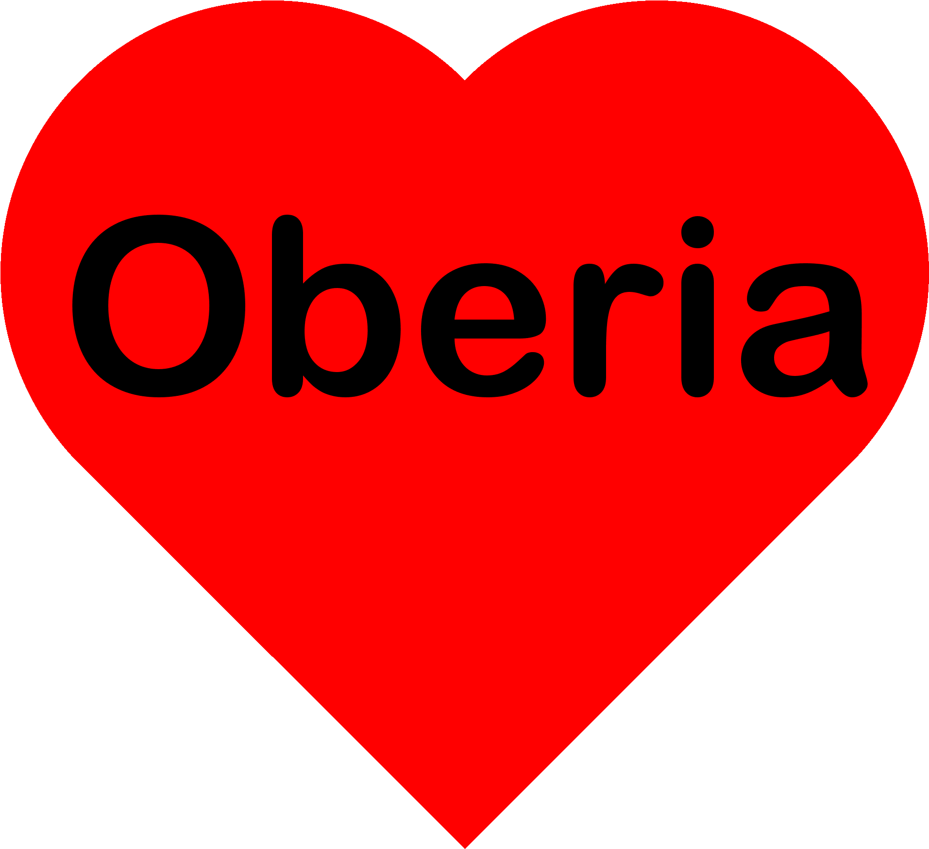Oberia Name In A Red Heart Shirts Clipart (2000x1800), Png Download