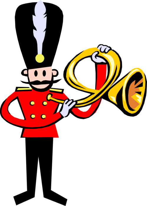 Vector Illustration Of Child's Toy Soldier With Brass Clipart (499x700), Png Download