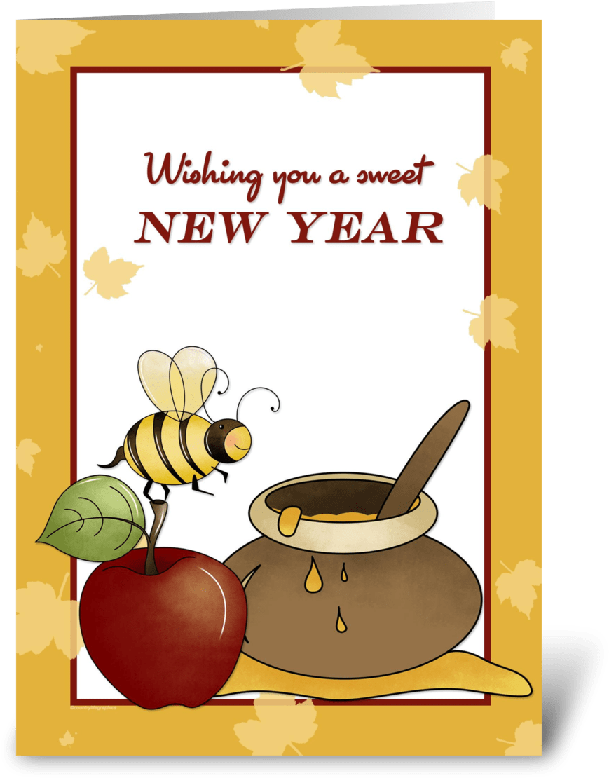 Rosh Hashanah Apple, Bee And Honey Clipart (1050x1188), Png Download