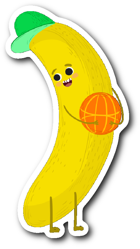 Banana Playing Basketball Sticker Clipart (1064x1064), Png Download