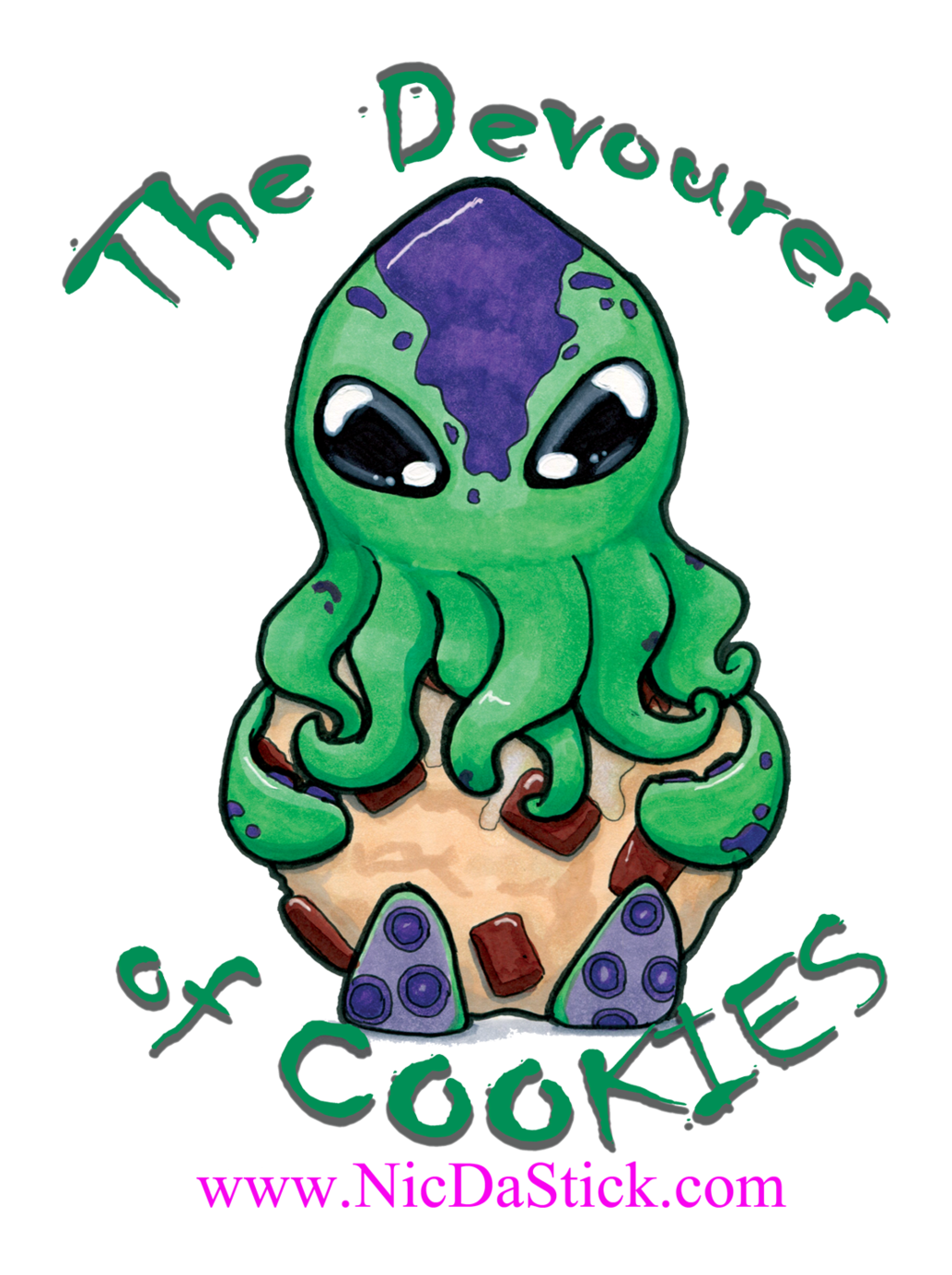 The Devourer Of Cookies Cthulhu Sticker Clipart (1119x1399), Png Download