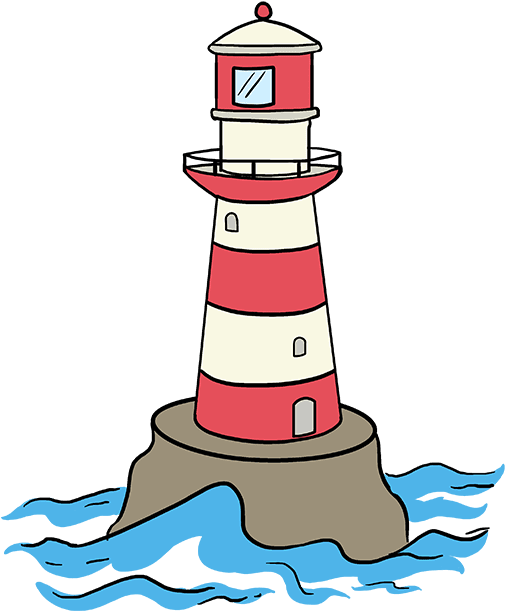 Drawing Lighthouses Black And White Clipart (680x678), Png Download
