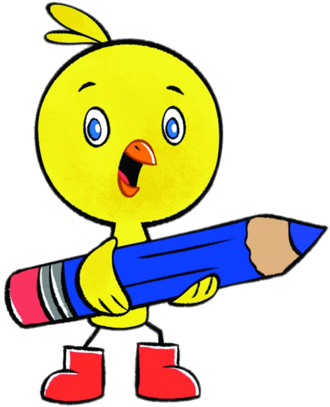 Chirp Holding A Giant Pencil Clipart (800x711), Png Download