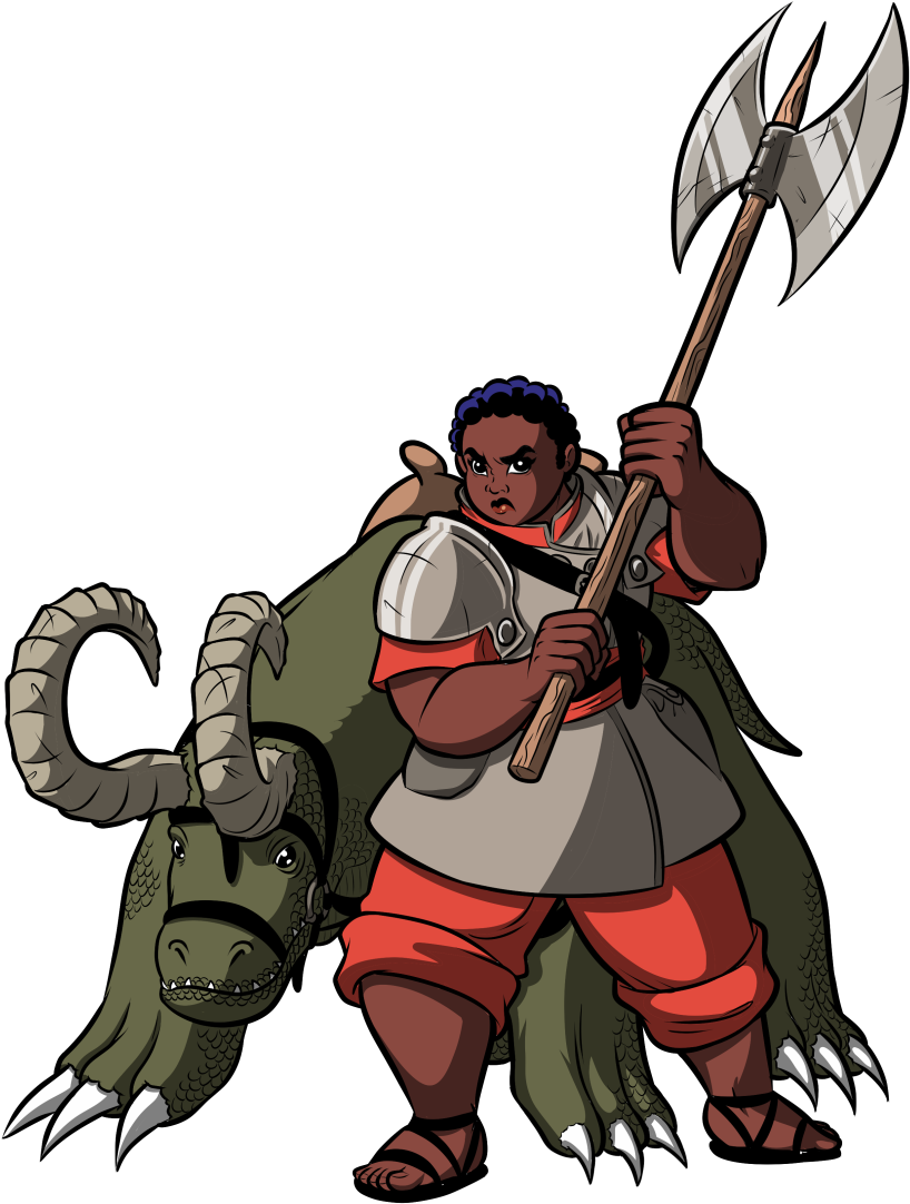 The Story Of An Axe Wielding And Monster Riding Warrior Clipart (990x1155), Png Download