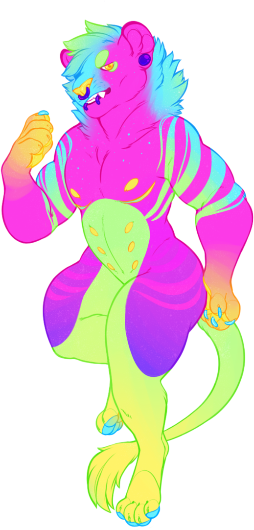 Neon Lion - Closed Clipart (600x1112), Png Download