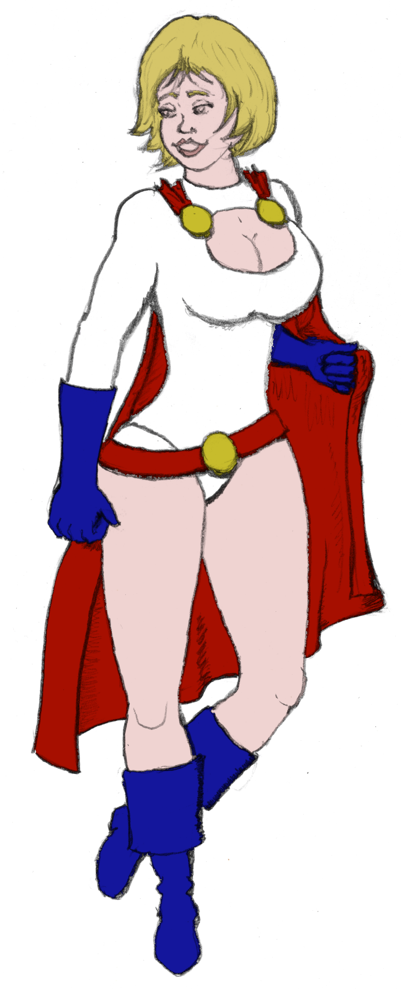 Dc Comic's Power Girl In Her Original While Leotards, Clipart (816x2008), Png Download