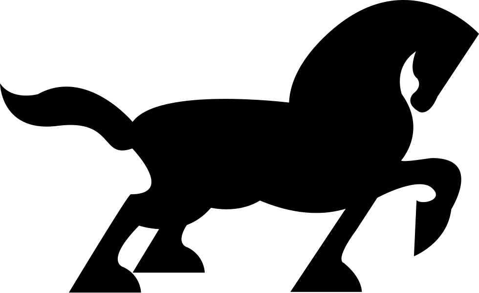 Big Black Horse Walking Side Silhouette With Tail And Clipart (980x599), Png Download
