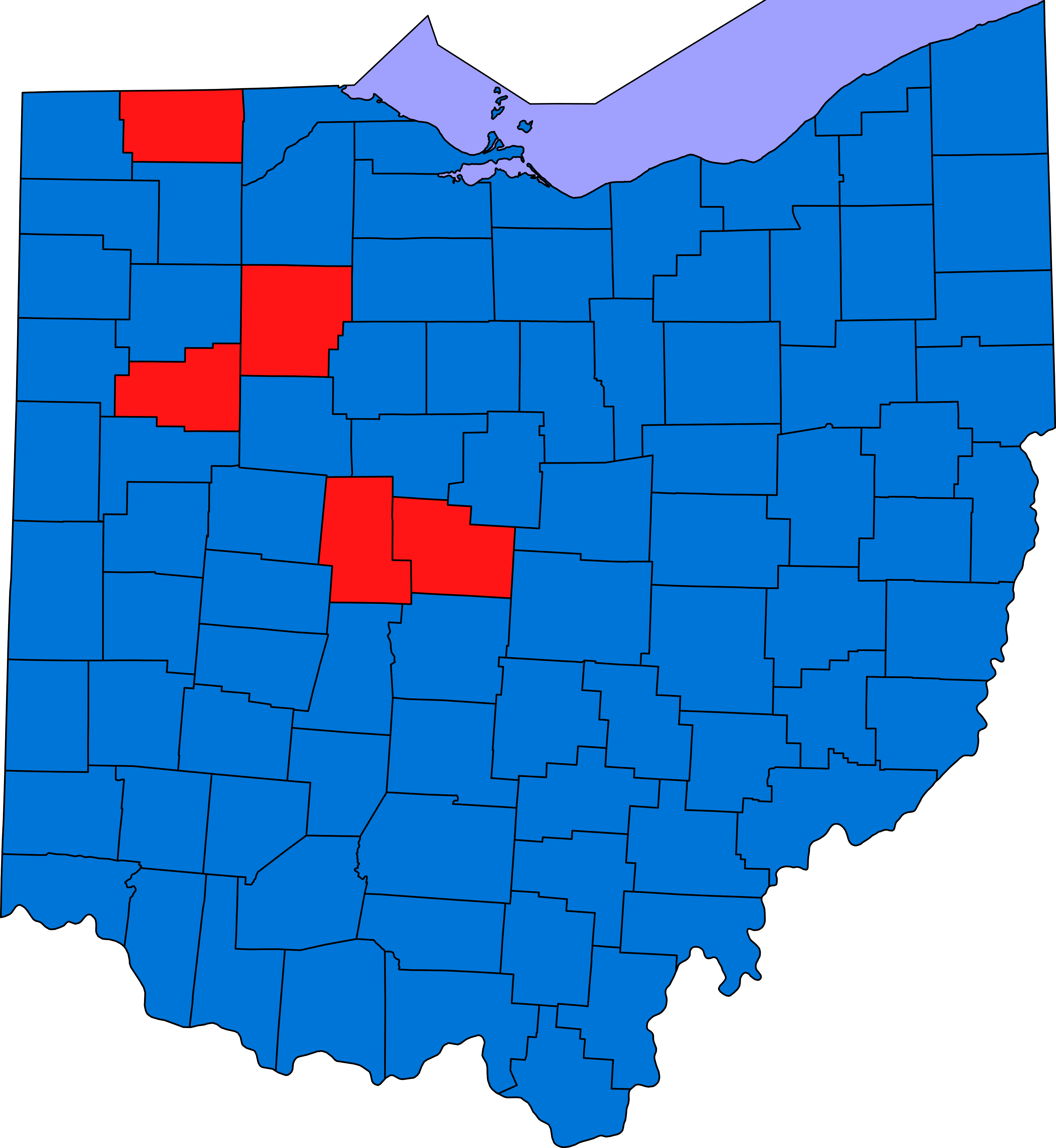 Us Presidential Election Results In Ohio By County, Clipart (3681x4001), Png Download