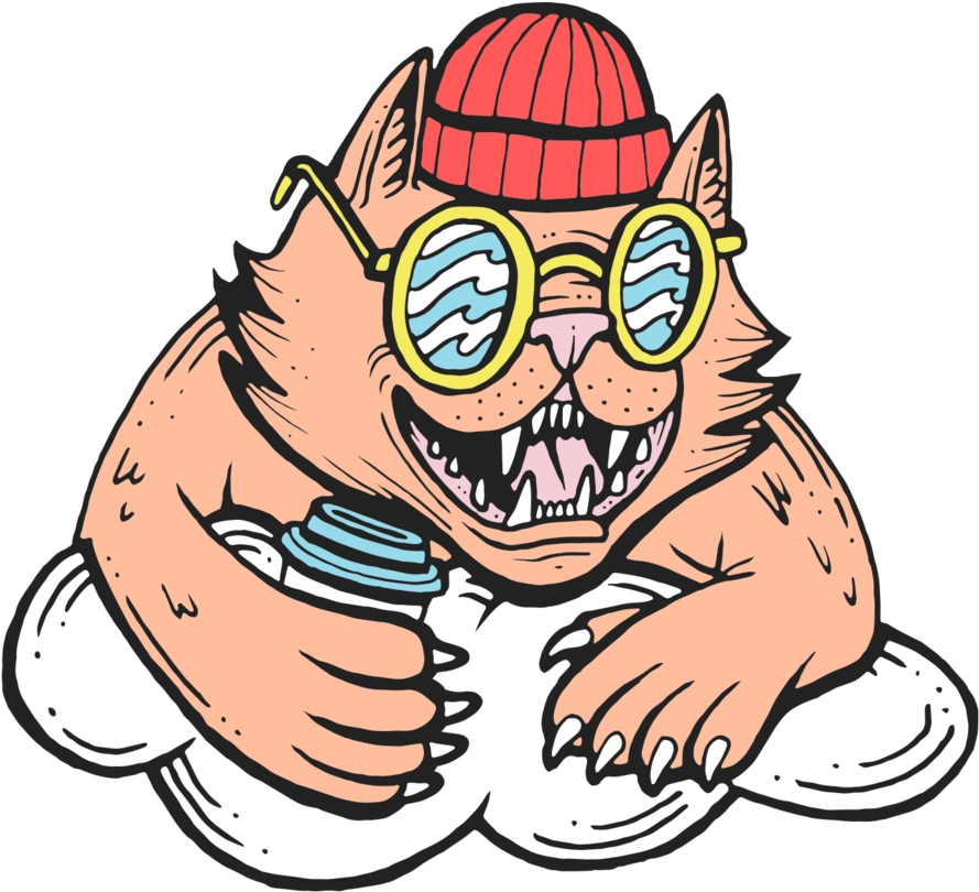 Cat & Cloud Coffee Clipart (1000x1000), Png Download