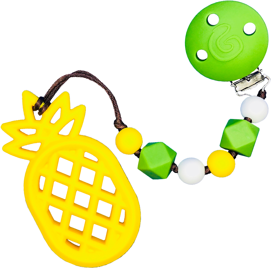 Gumbaby 'pineapple Party' Teething Toy W/ Beaded Pacifier Clipart (1000x1000), Png Download