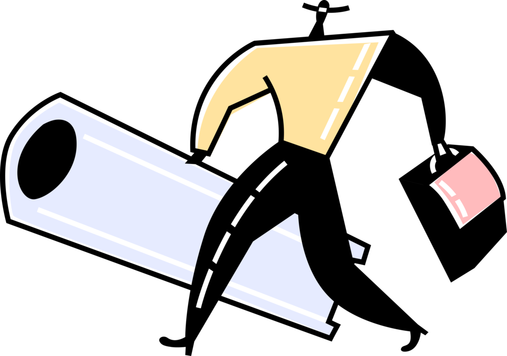 Vector Illustration Of Architect Designer Carries Building Clipart (996x700), Png Download